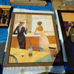 FRAMED DOMINGUEZ LE CAFE DE PARIS STRETCH CANVAS ART